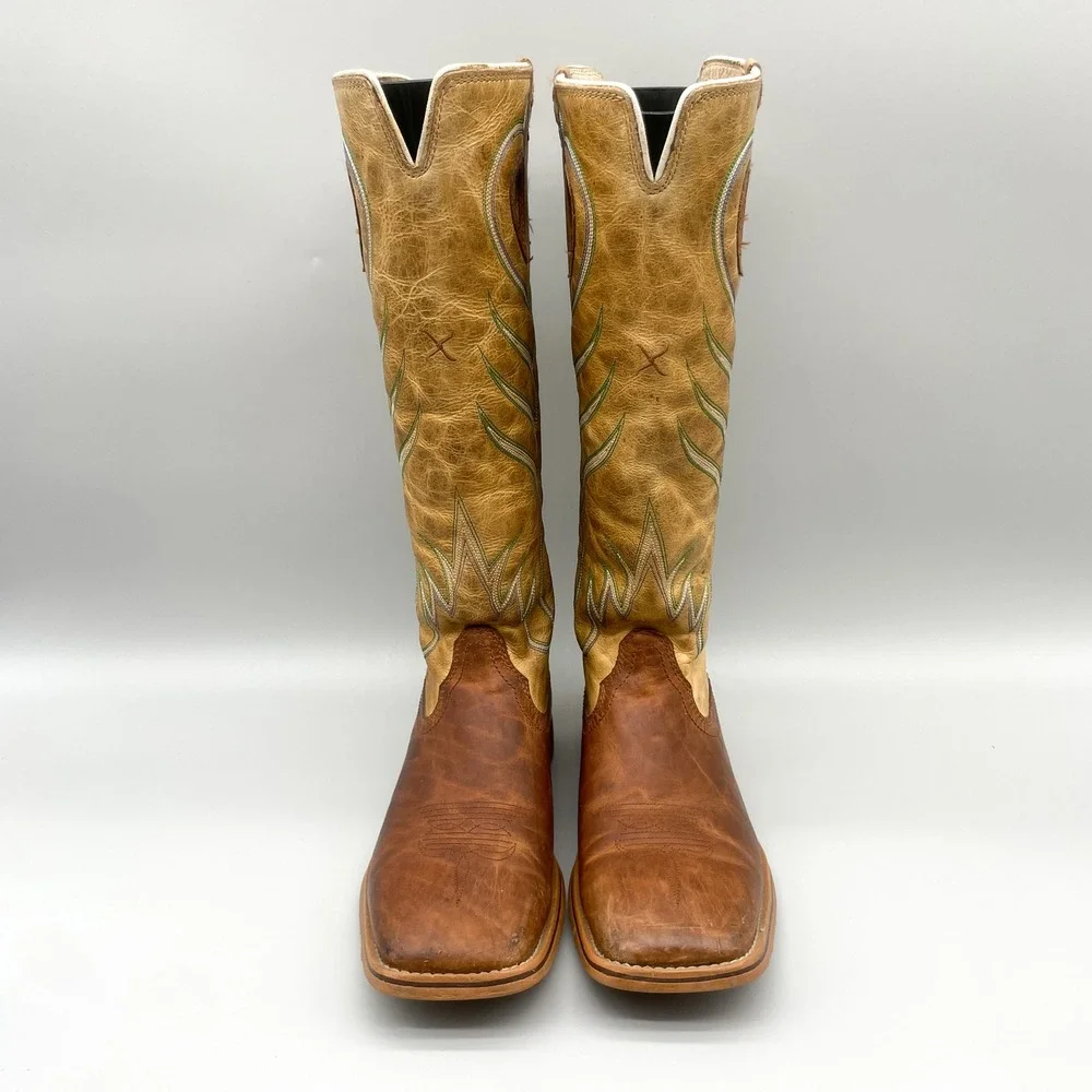 Twisted X Kids Buckaroo Western Boots Brown Tan Leather YBK0007 Size 3.5M
